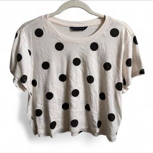 Abercrombie & Fitch Cream Tee with Black Polka Dots